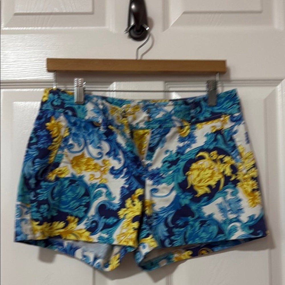 Cache High Waist Blue and Yellow Shorts